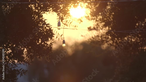 Sunset over porch lights