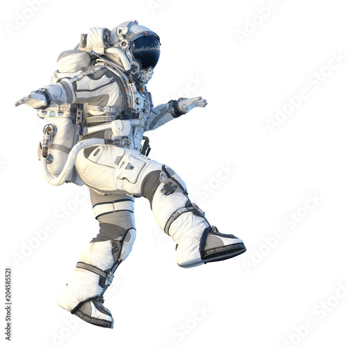 Astronaut on white. Mixed media
