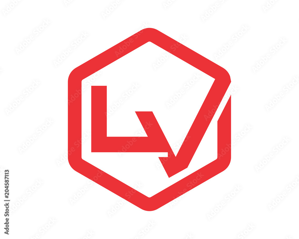 red hexagon initial typography L and V alphabet typeset typeface font image vector icon red hexagon initial typography L and V alphabet typeset typeface font image vector icon