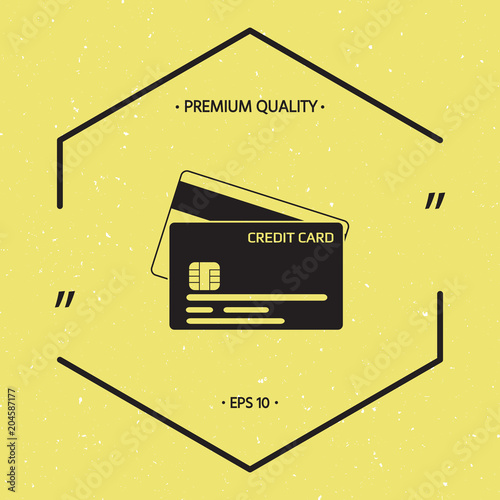 Credit card with a chip and magnetic stripe -  icon