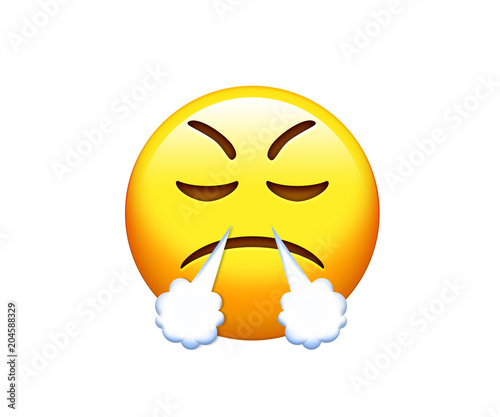 Emoji sad, angry and feeling depressed yellow face icon photo