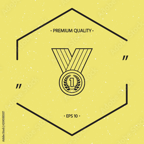 Medal with Laurel wreath. Line icon