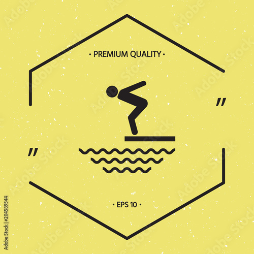 Swimmer on a springboard, Jumping into the water - icon