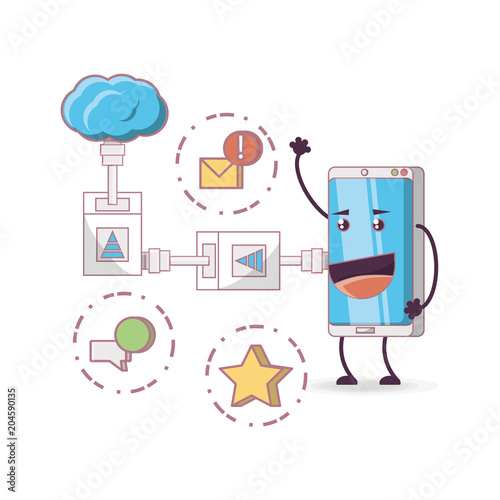 funny smartphone comic character vector illustration design