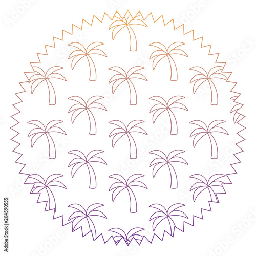 seal stamp with tropical palms pattern over white background, vector illustration