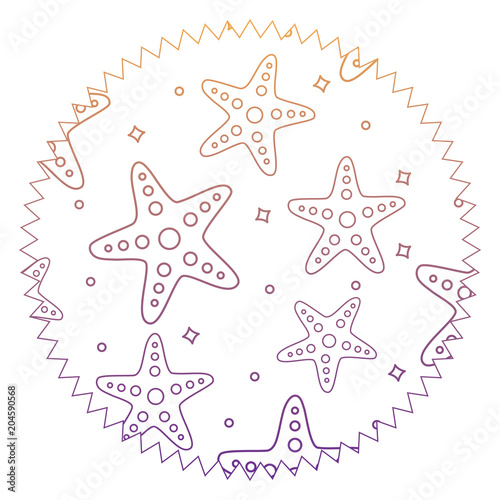 seal stamp with sea stars pattern over white background  vector illustration