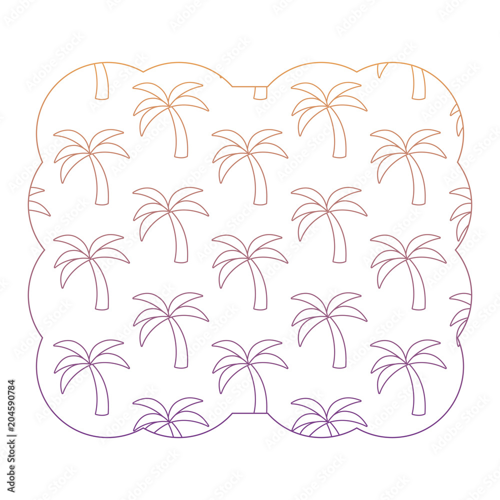 decorative frame with tropical palms pattern over white background, vector illustration decorative frame with tropical palms pattern over white background, vector illustration