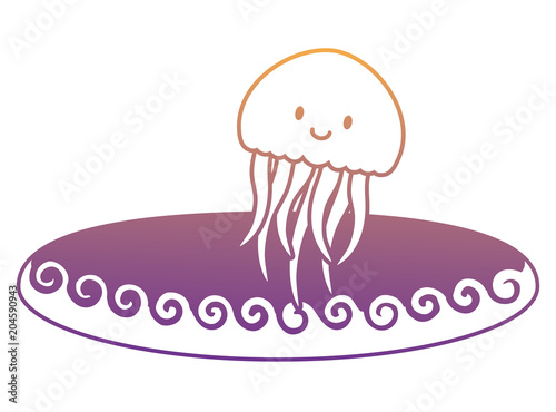 cute jellyfish icon over white background  colorful design. vector illustration