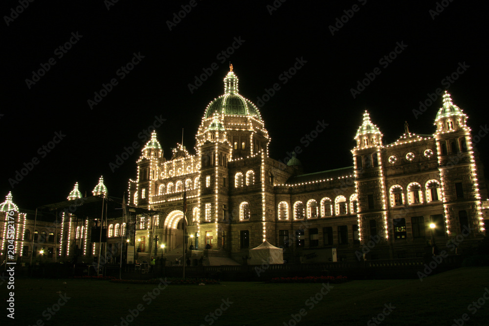 Parliament Buildings by Night , Victoria, BC, Canada