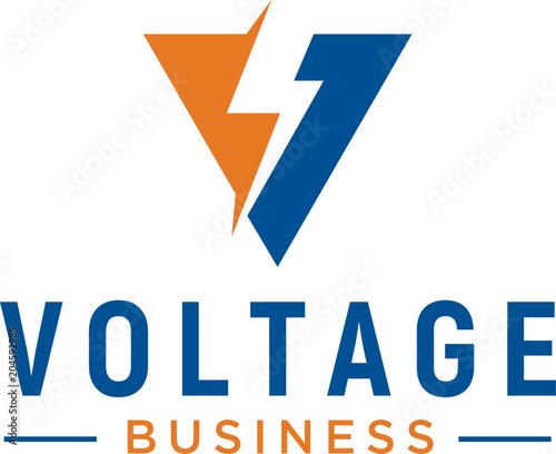 Initial V for Voltage Electric Bolt Storm Flash logo design inspiration