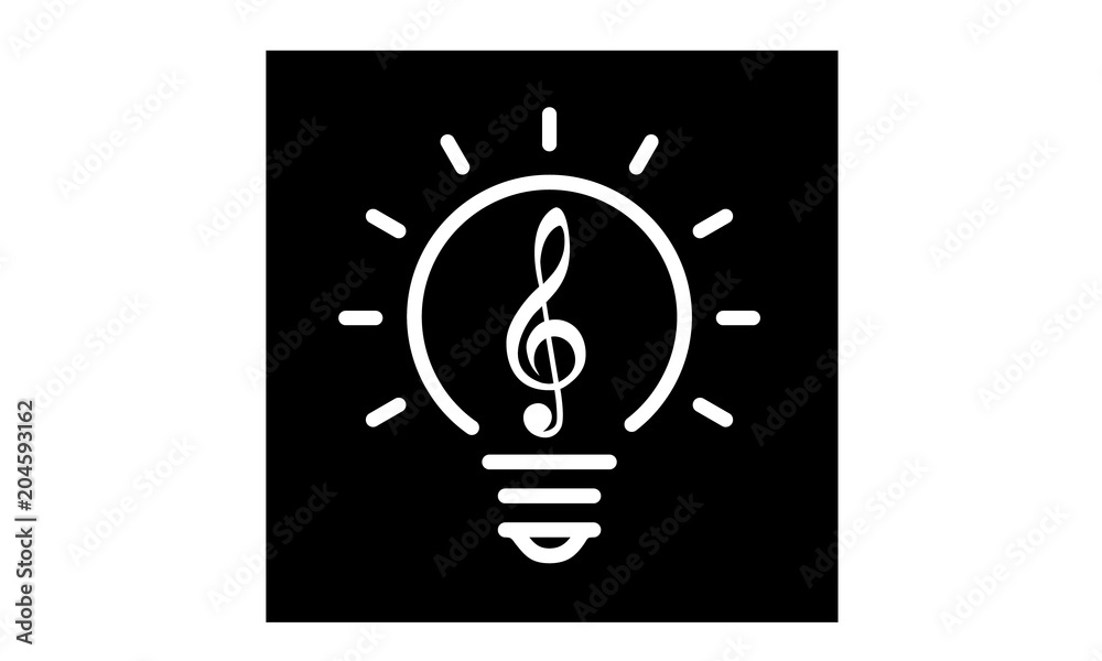 Treble Clef Note with Electric Bulb Lamp for Music Creative Idea logo design inspiration Treble Clef Note with Electric Bulb Lamp for Music Creative Idea logo design inspiration