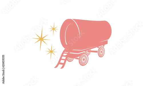 Vintage Classic Cowboy Wagon Cart Logo design inspiration