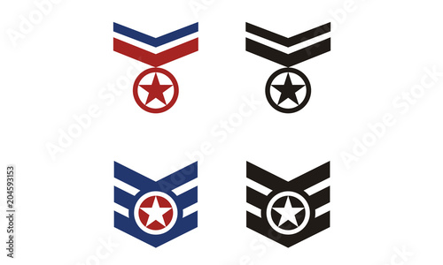 Veteran Rank Ribbon Medal logo design inspiration