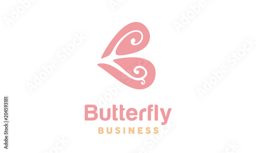 Initial Letter B Butterfly Wings Floral logo design inspiration