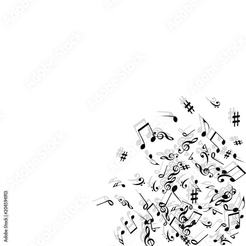 Musical Signs. Modern Background with Notes. Vector Element for Musical Poster  Banner  Advertising  Card. Minimalistic Simple Background.