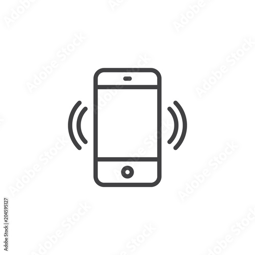 Call phone outline icon. linear style sign for mobile concept and web design. Smartphone in silent mode simple line vector icon. Ringing mobile phone vibration mode symbol, logo illustration