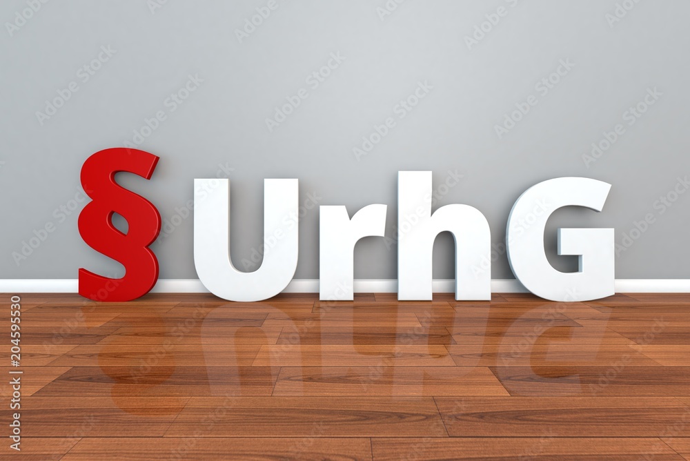 German Law UrhG abbreviation for Law on copyright and related rights 3d illustration German Law UrhG abbreviation for Law on copyright and related rights 3d illustration