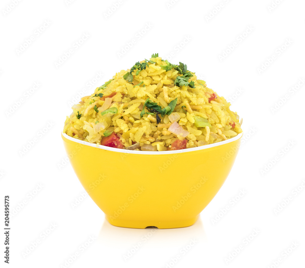 Fried Rice Poha Indian Breakfast Dish Poha Also Know as Pohe or Aalu poha made up of ...
