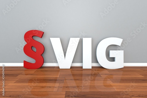 German Law VIG abbreviation for Law on improving health-related consumer information 3d illustration