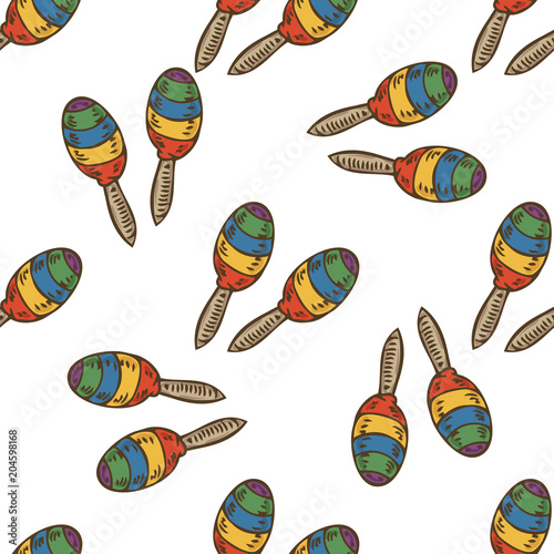 Rainbow Color Maraca Seamless Pattern