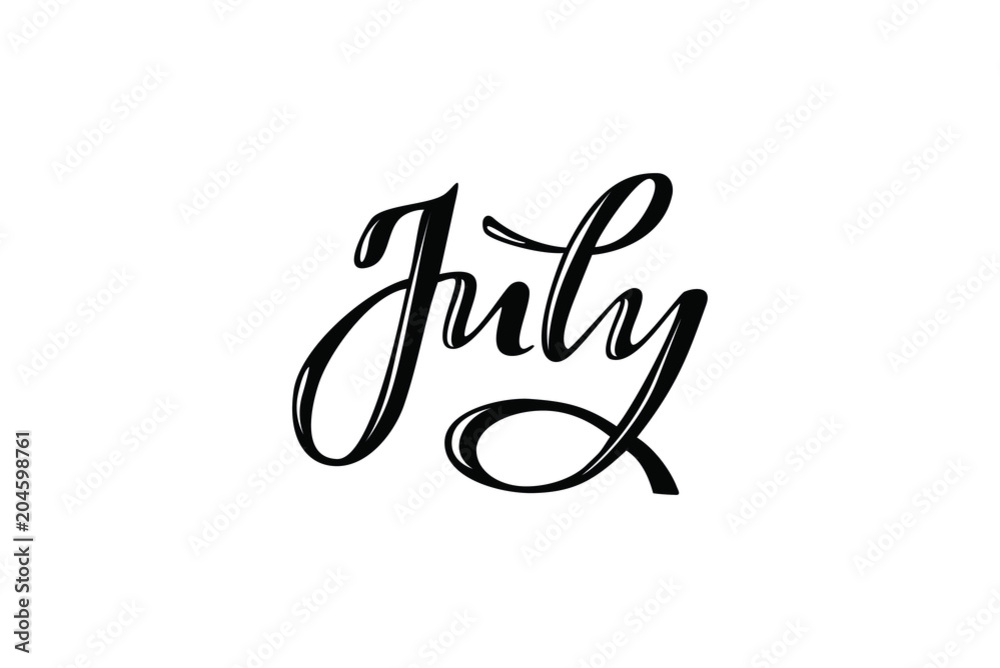 June, July, August summer months handwritten lettering poster. Vector illustration EPS 10. June, July, August summer months handwritten lettering poster. Vector illustration EPS 10.