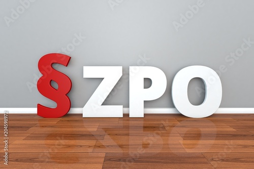 German Law ZPO abbreviation for Civil Procedure 3d illustration Zivilprozessordnung photo