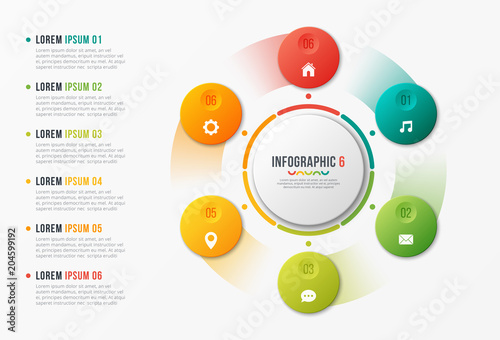 Rotating circle chart template, infographic design, visualizatio