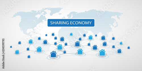 Sharing Economy - Home Renting, Peer to Peer Accommodation or Smart Home Network Design Concept