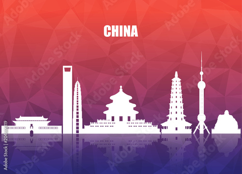 China Landmark Global Travel And Journey paper background. Vector Design Template.used for your advertisement, book, banner, template, travel business or presentation