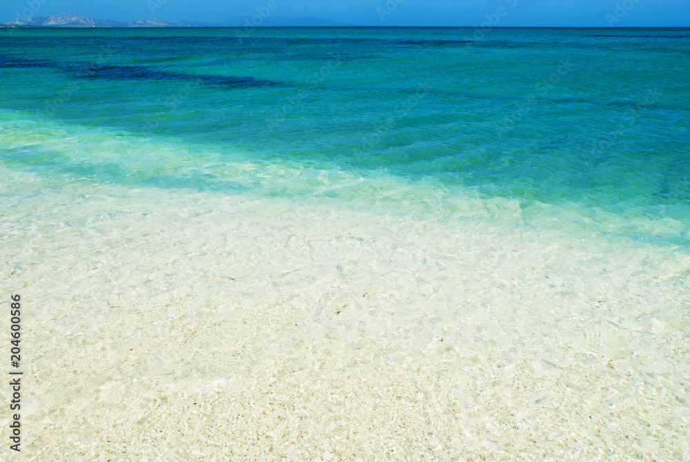 Fototapeta premium EZZI MANNU, SARDEGNA, Emerald sea and white sand beaches at Ezzi Mannu, Pazzona beach, Sardinia, Italy