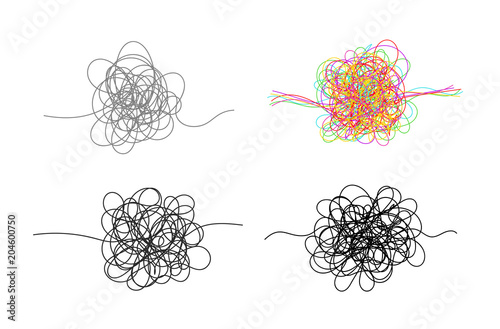 Set of hand drawn scrawl sketch. Freehand drawing. Black and white and color abstract scribbles, chaos doodles. Vector illustration. Isolated on white background
