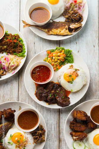 various malaysian rice and dishes