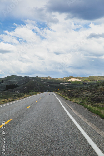 Highway Perspective in Remote Mountain Area