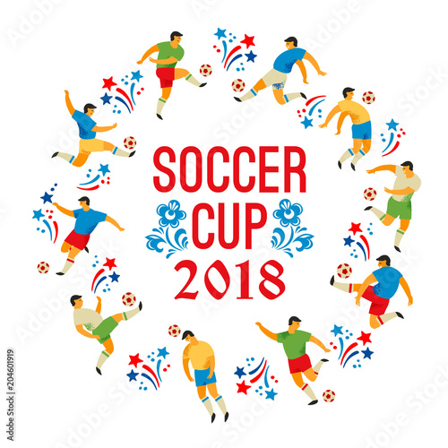 Soccer Cup. Flat vector illustration with soccer players.