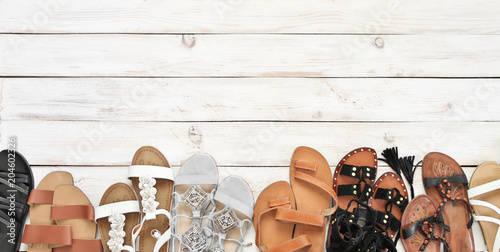 Set of various leather sandals