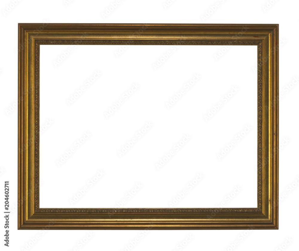GOLD PICTURE FRAME ISOLATED ON WHITE BACKGROUND GOLD PICTURE FRAME ISOLATED ON WHITE BACKGROUND