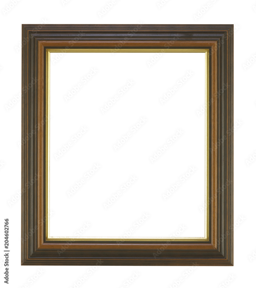 BROWN AND GOLD PICTURE FRAME ISOLATED ON WHITE BACKGROUND BROWN AND GOLD PICTURE FRAME ISOLATED ON WHITE BACKGROUND
