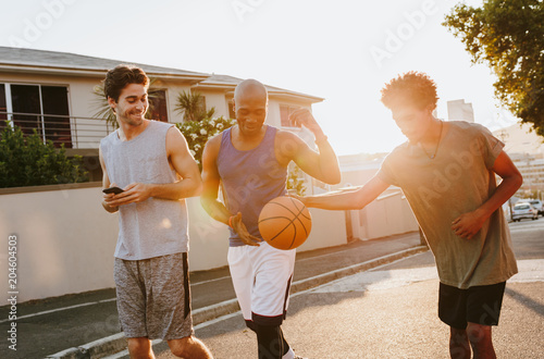 Men with basketball