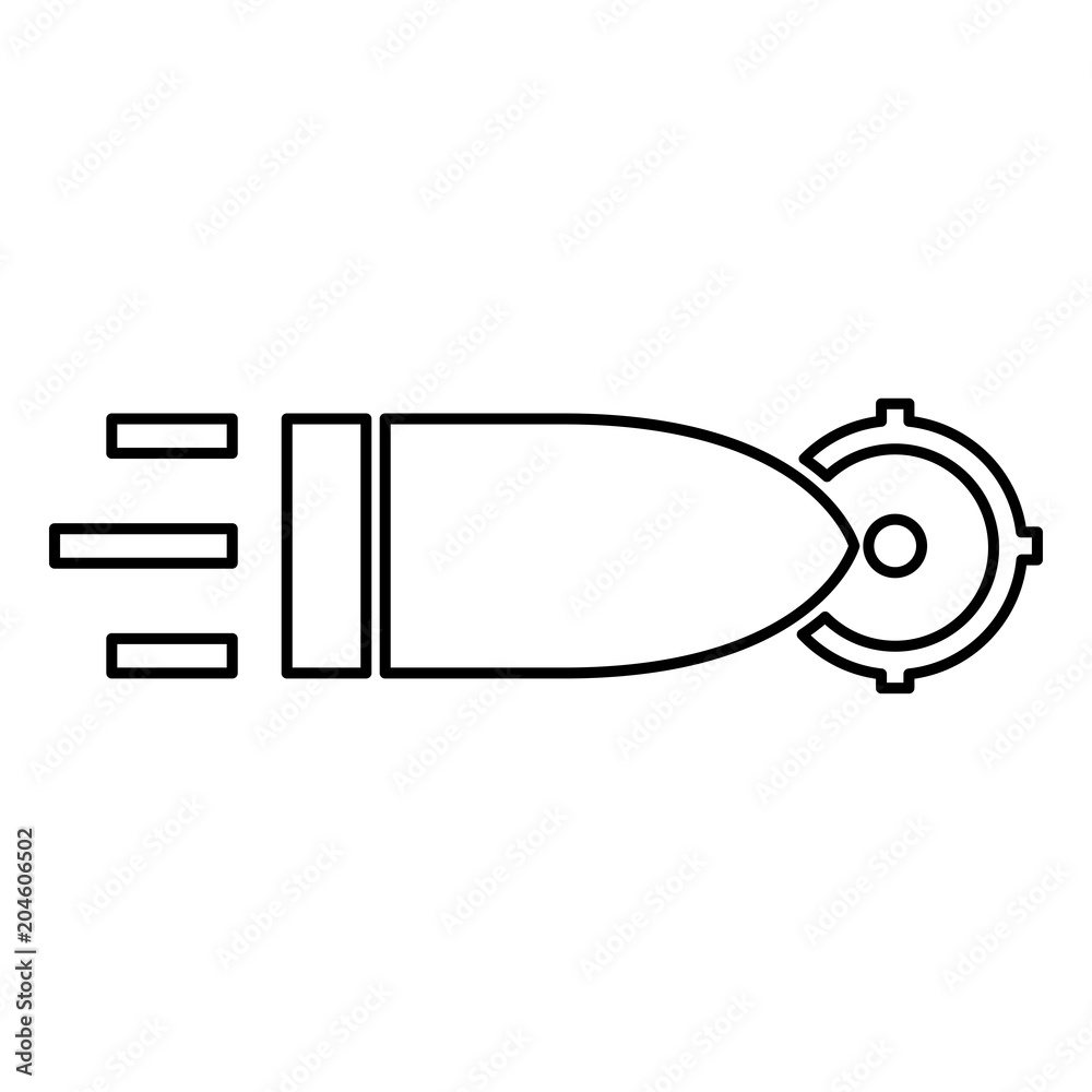 Bullet flying to target icon black color illustration flat style simple image Bullet flying to target icon black color illustration flat style simple image