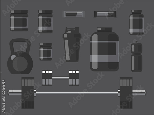 Vector set of Sport and fitness nutrition.
