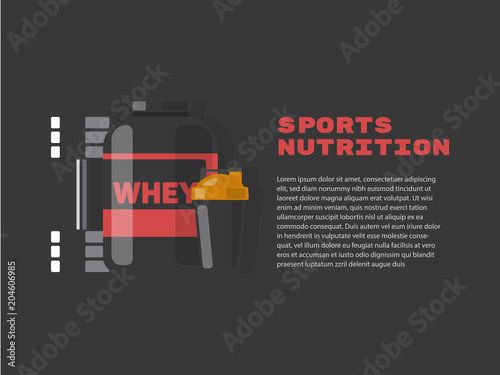 Vector set of Sport and fitness nutrition. Layout design.