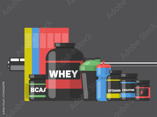 Vector set of Sport and fitness nutrition.