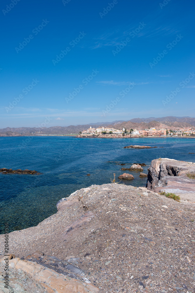 The sea in Calabardina under the blue sky, Murcia