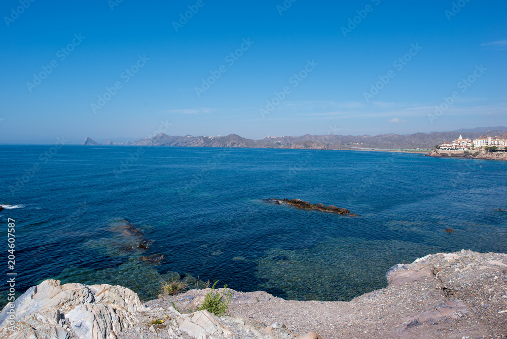 The sea in Calabardina under the blue sky, Murcia The sea in Calabardina under the blue sky, Murcia