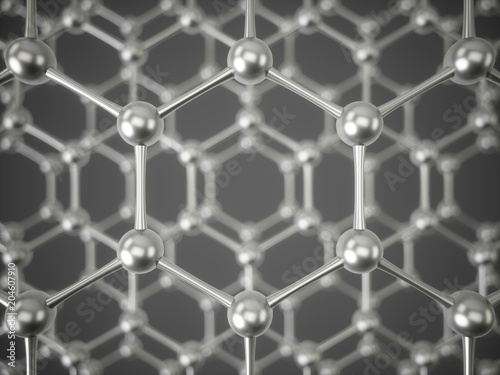 3D Rendering Graphene molecular grid