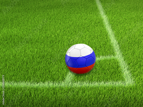Soccer football with Russian flag