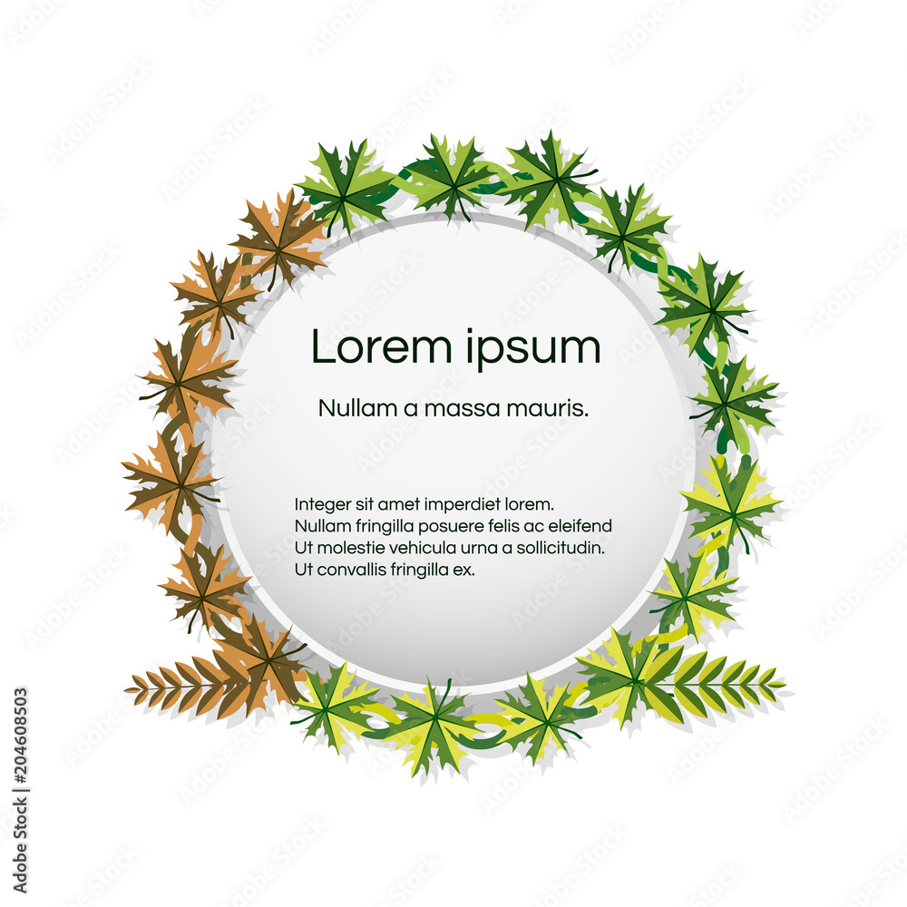 frame with maple foliage. Stylized leaves, plant elements, seasons cycle. Vector frame with maple foliage. Stylized leaves, plant elements, seasons cycle. Vector