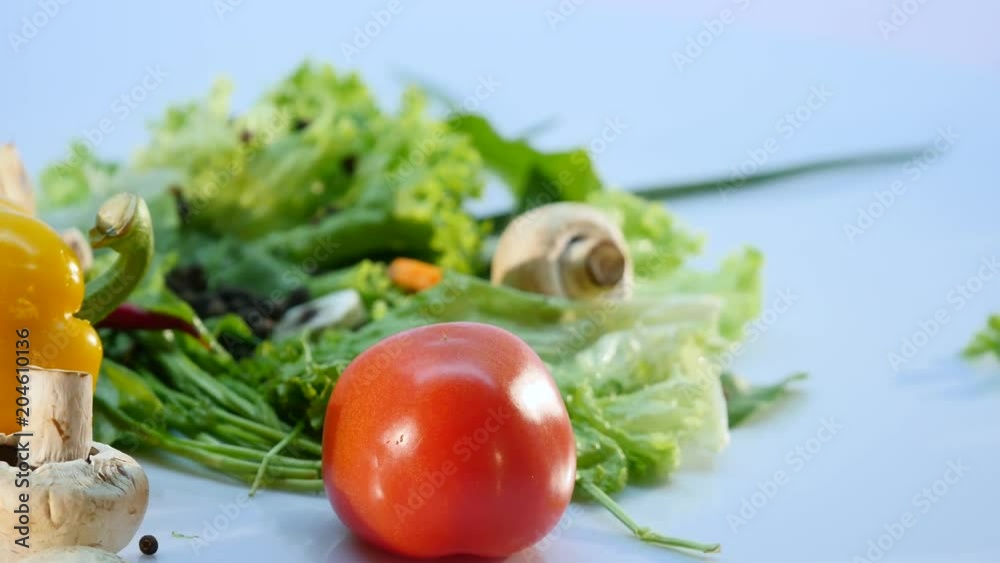 big group of vegetables on white background