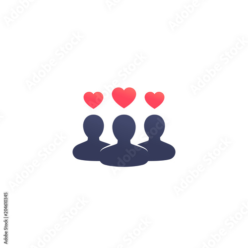 Happy customers, client satisfaction icon on white
