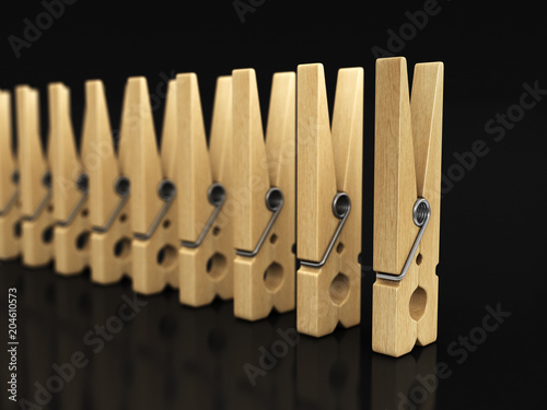 Wooden clothespins. Image with clipping path